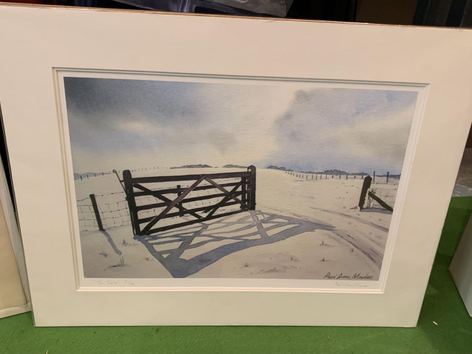A MOUNTED LIMITED EDITION PICTURE - 2/195 - ENTITLED THE GATE SIGNED BY PAUL DENE MARLOR