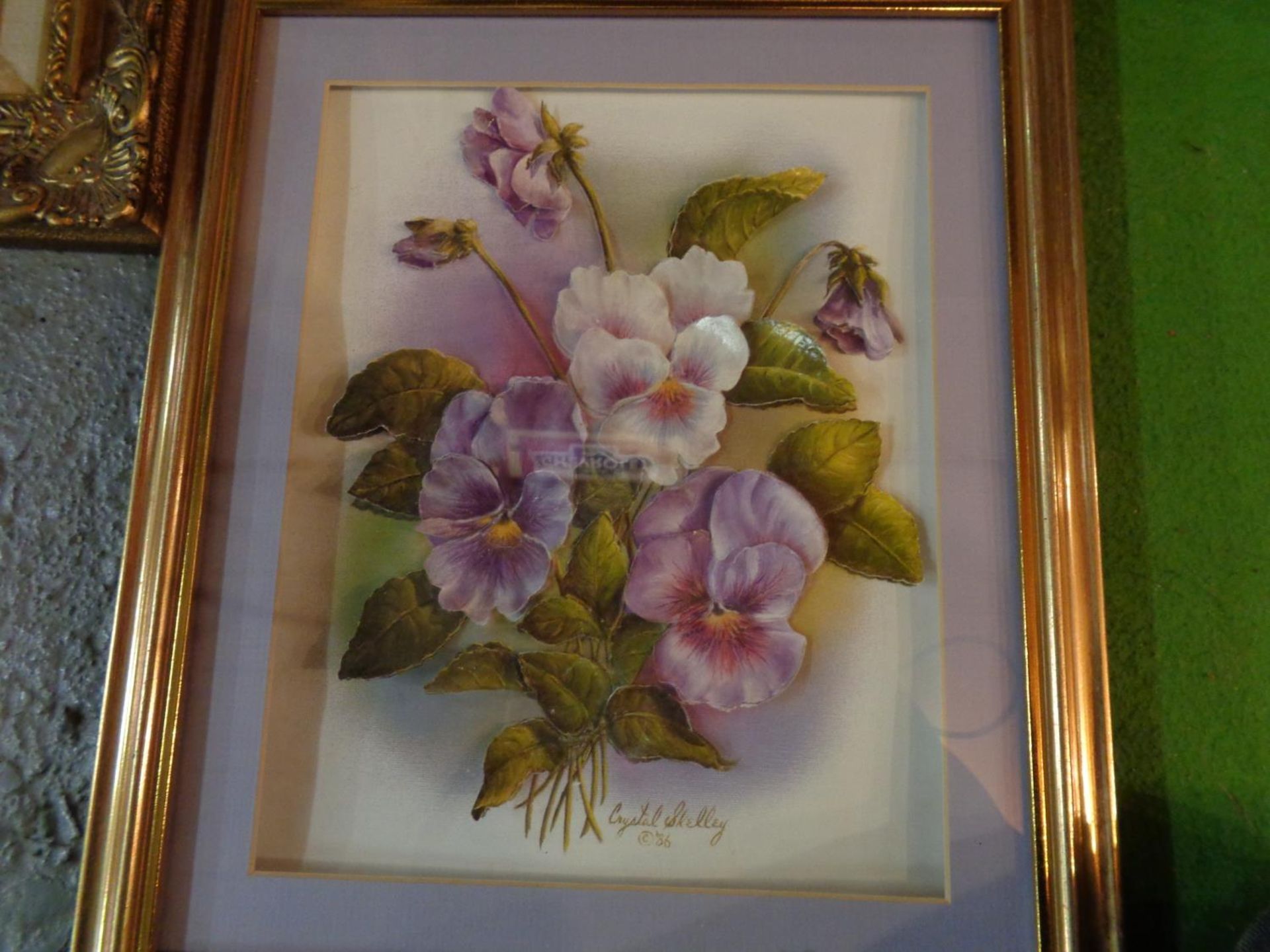 TWO 3D PICTURES ONE OF A COUNTRY SCENE AND ANOTHER OF FLOWERS AND A THIRD GILT FRAMED PICTURE OF A - Image 3 of 4