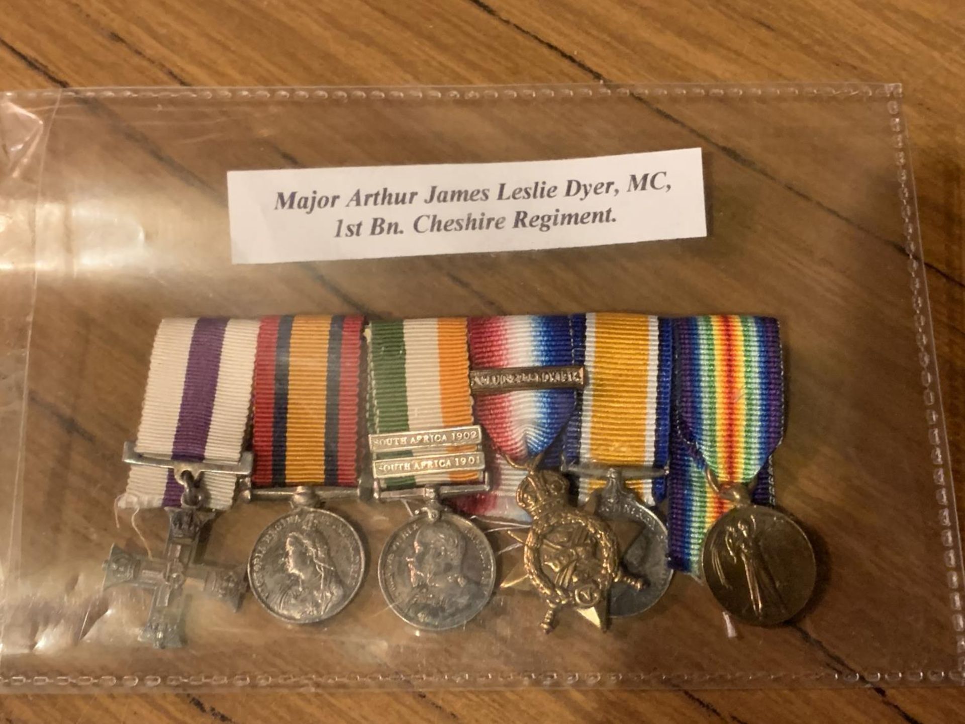 A MINIATURE MEDAL GROUP AWARDED TO MAJOR ARTHUR JAMES LESLIE DYER M.C., 1ST BATTALION CHESHIRE