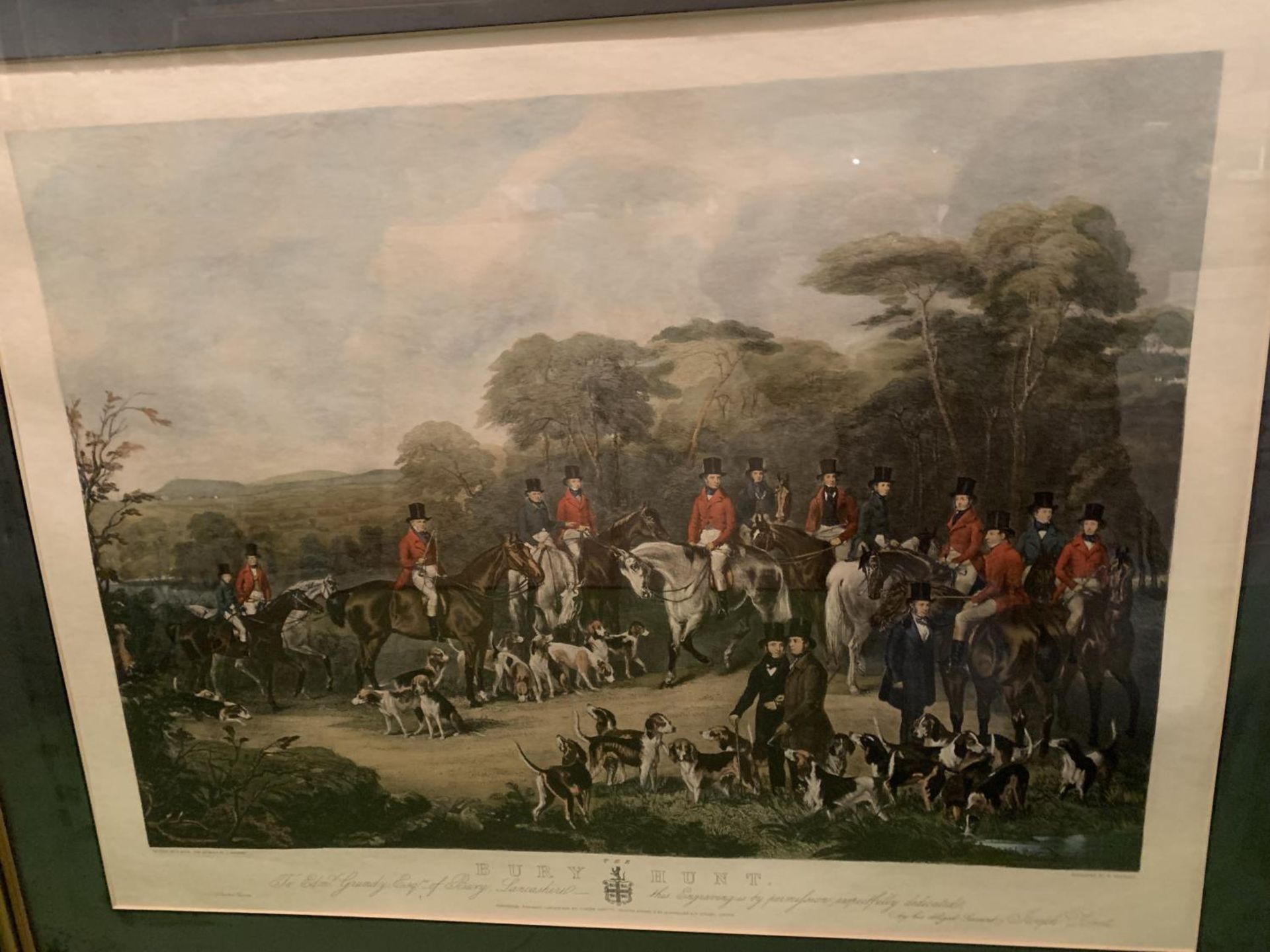 A FRAMED COLOURED ETCHING OF THE BURY HUNT - Image 2 of 3