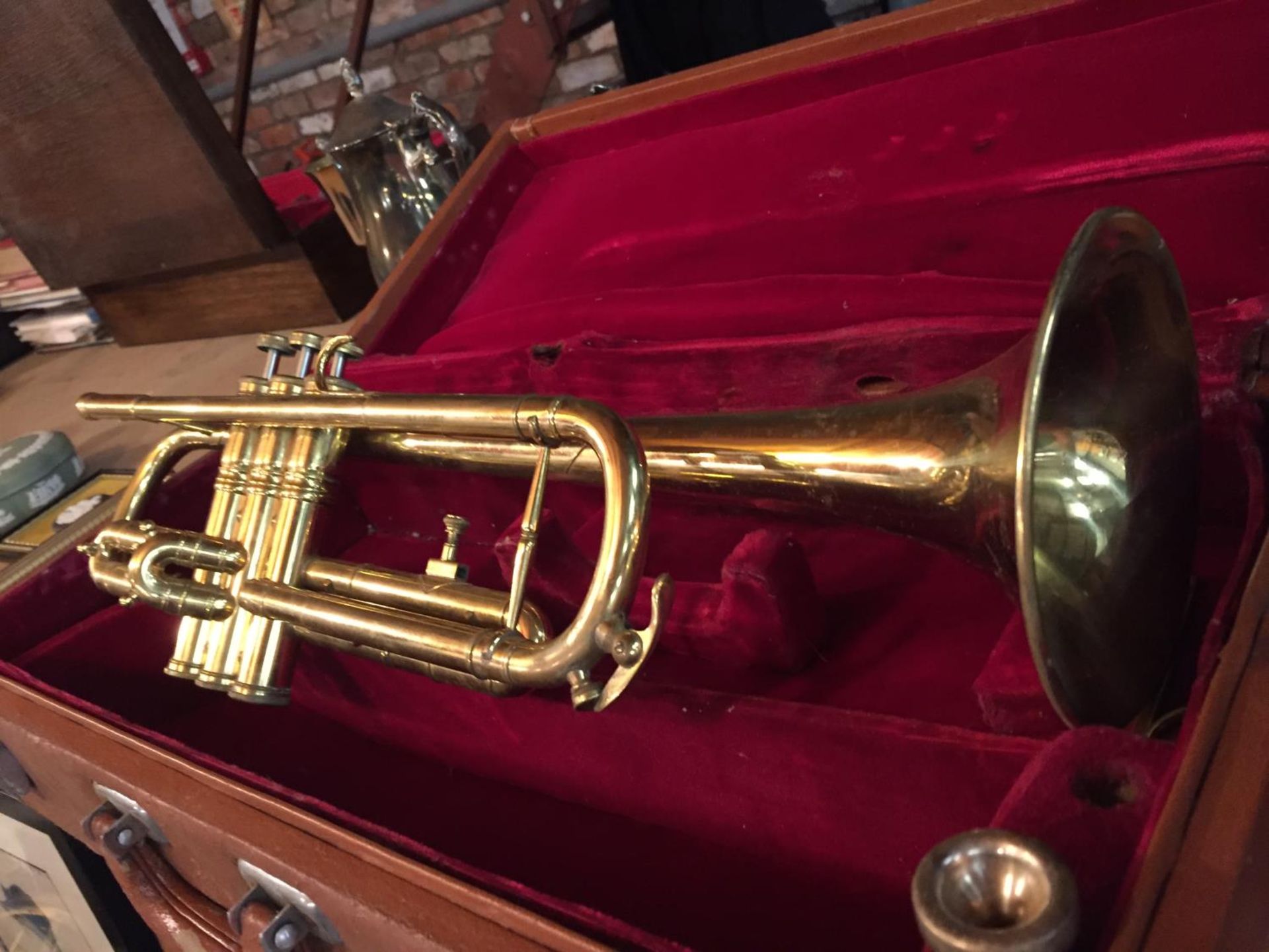 A BRASS TRUMPET WITH CARRYING CASE - Image 2 of 3
