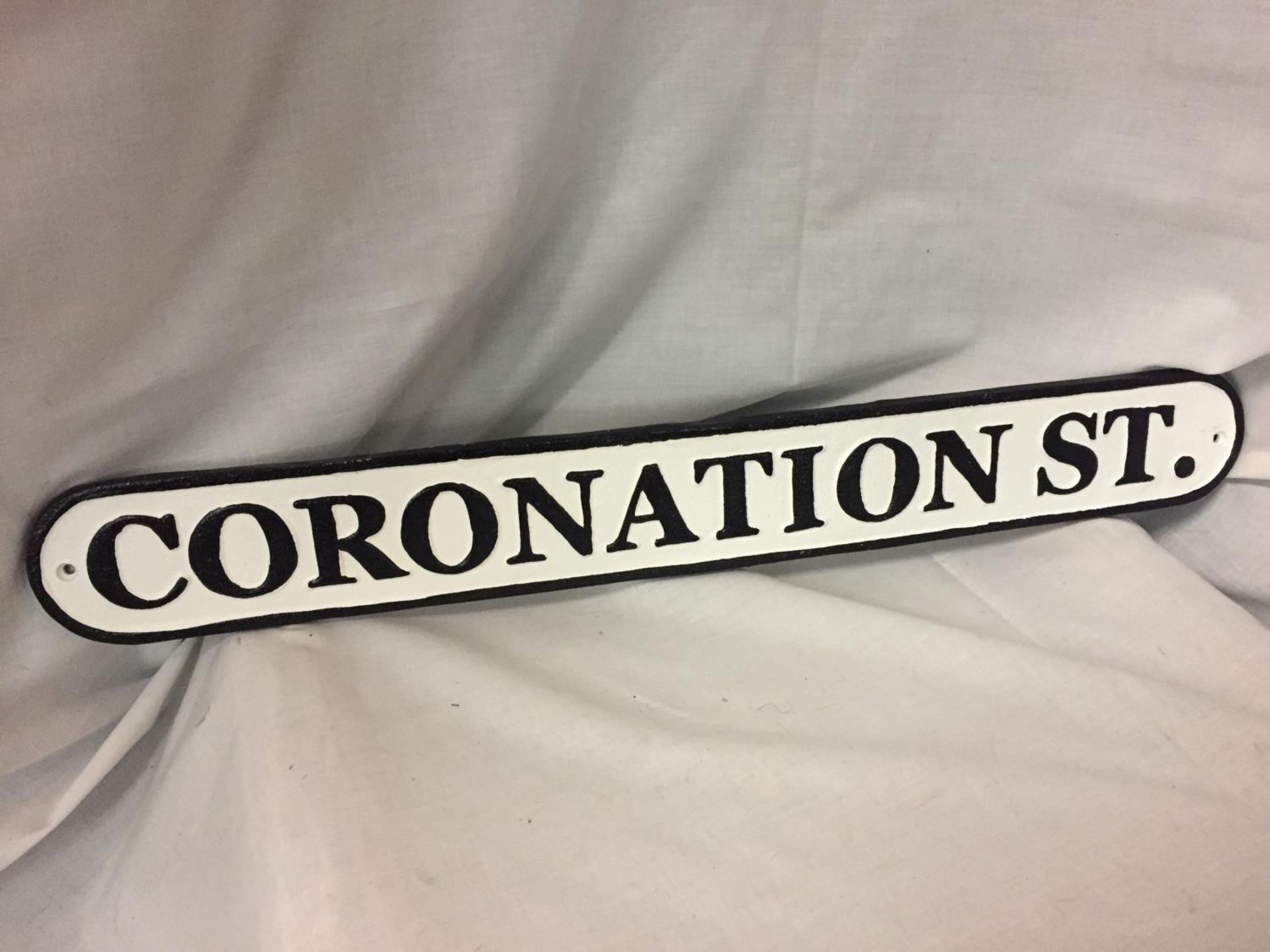 A CAST IRON SIGN CORONATION STREET SIGN