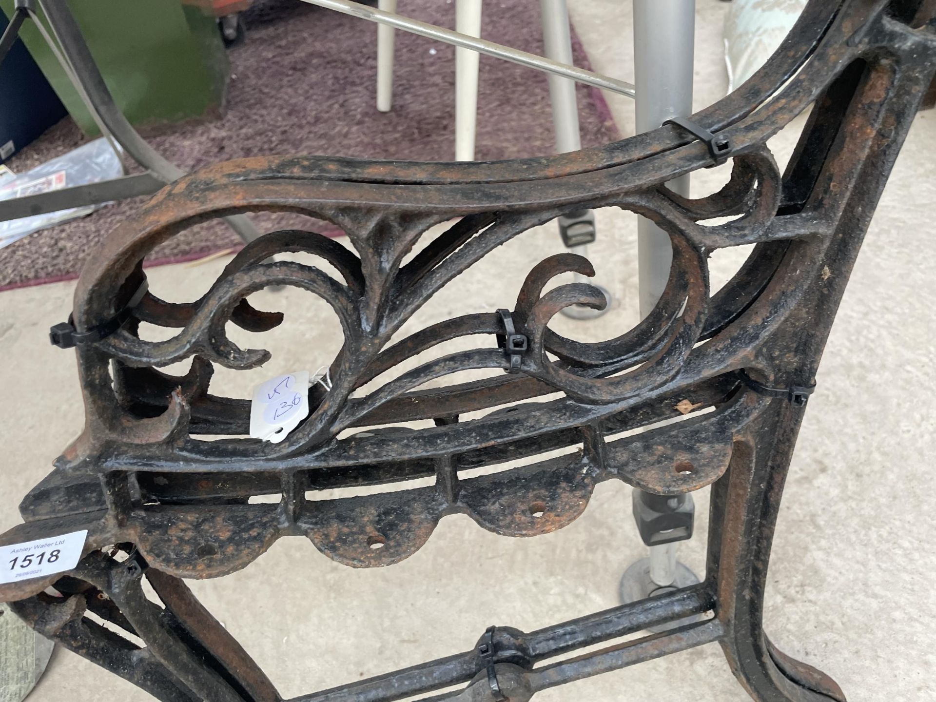 A PAIR OF CAST IRON BENCH ENDS - Image 2 of 2
