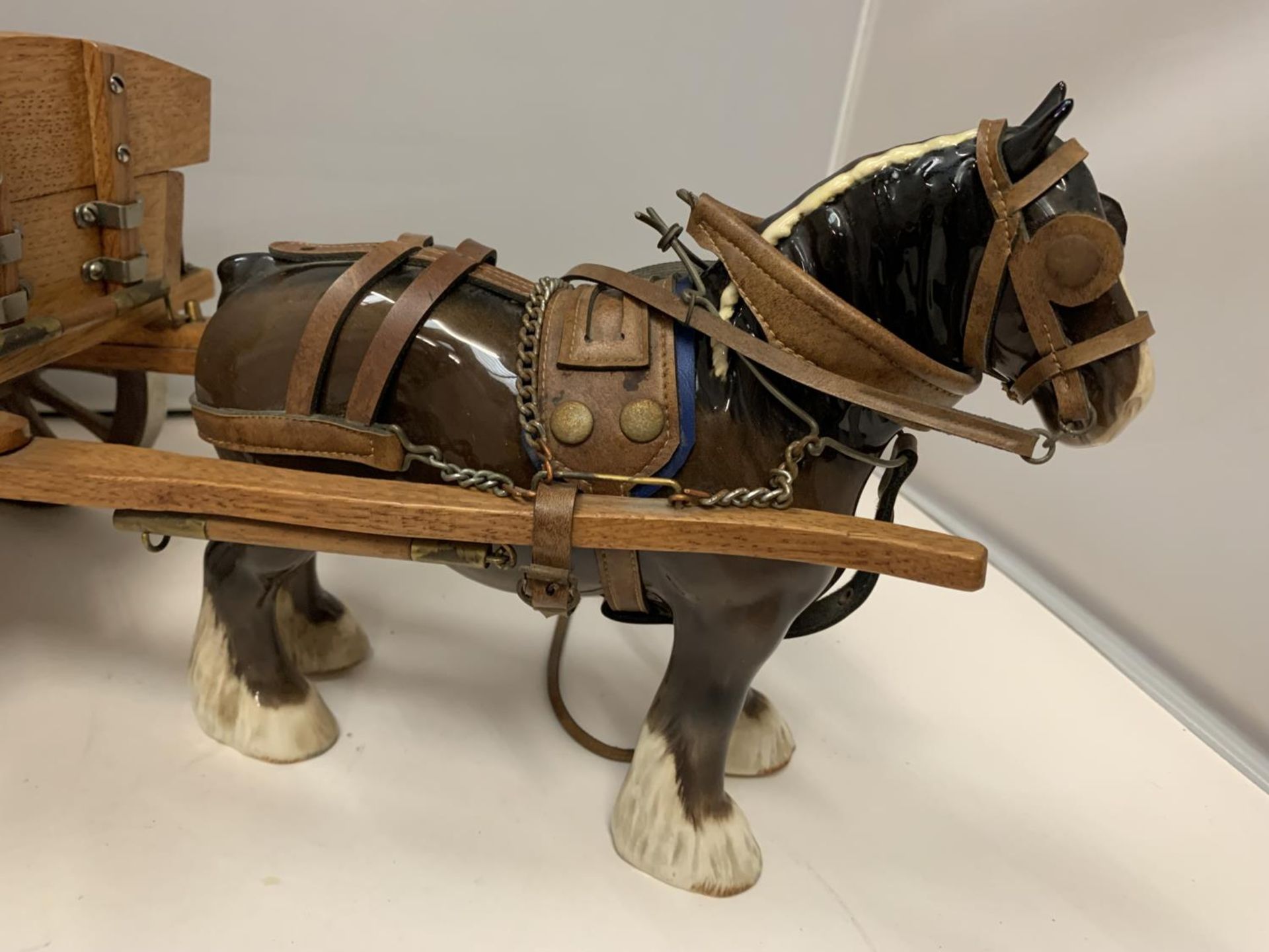 A BESWICK SHIRE HORSE WITH WOODEN CART - Image 2 of 3