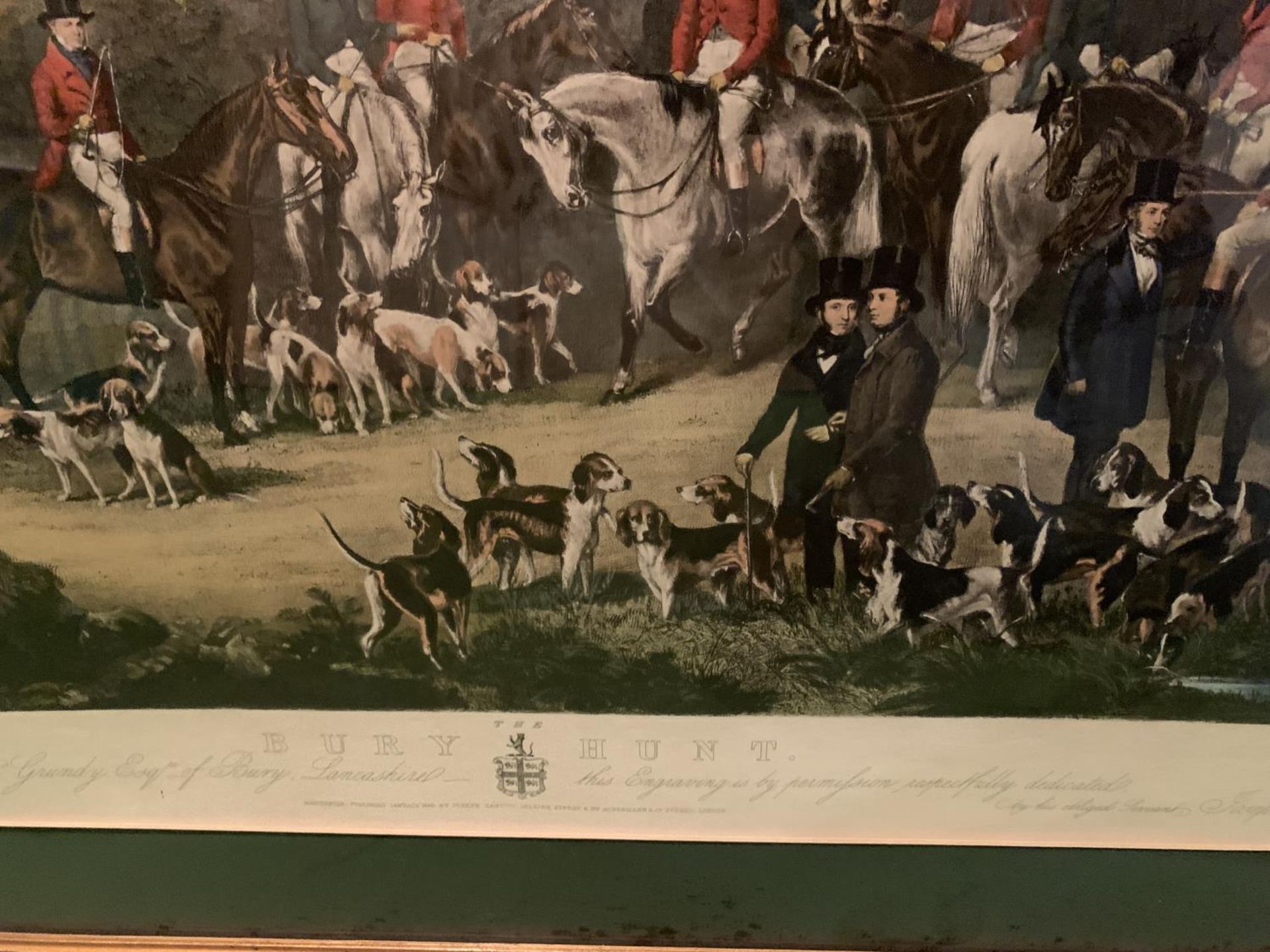 A FRAMED COLOURED ETCHING OF THE BURY HUNT - Image 3 of 3