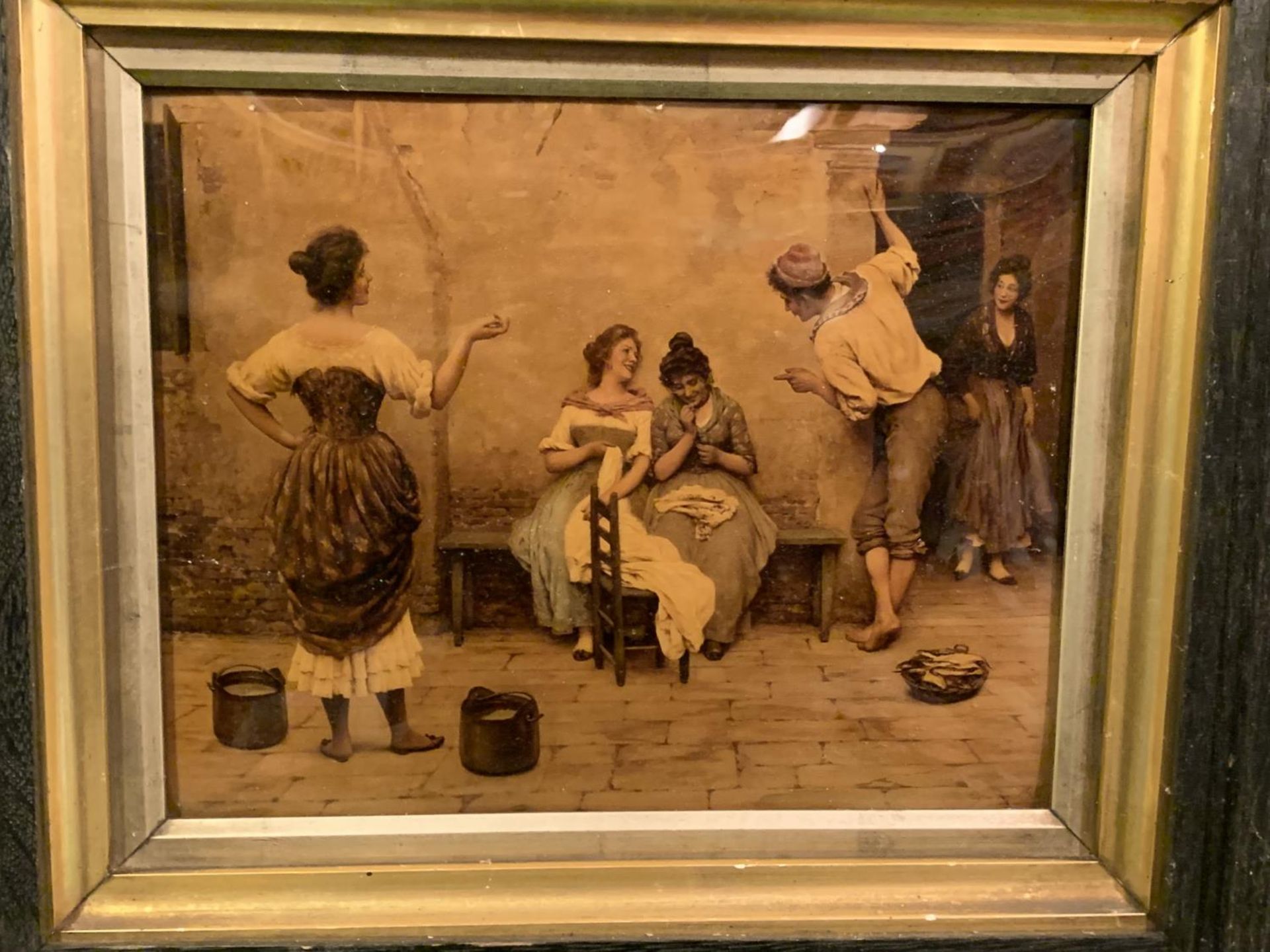 A VINTAGE CRYSTOLEUM IN DEPICTING LADIES AND A GENT - Image 2 of 2