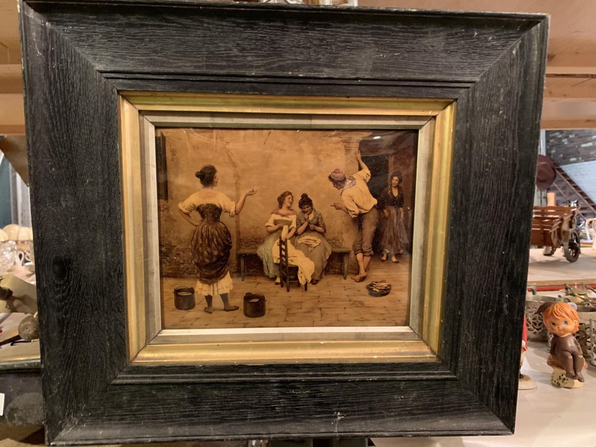 A VINTAGE CRYSTOLEUM IN DEPICTING LADIES AND A GENT