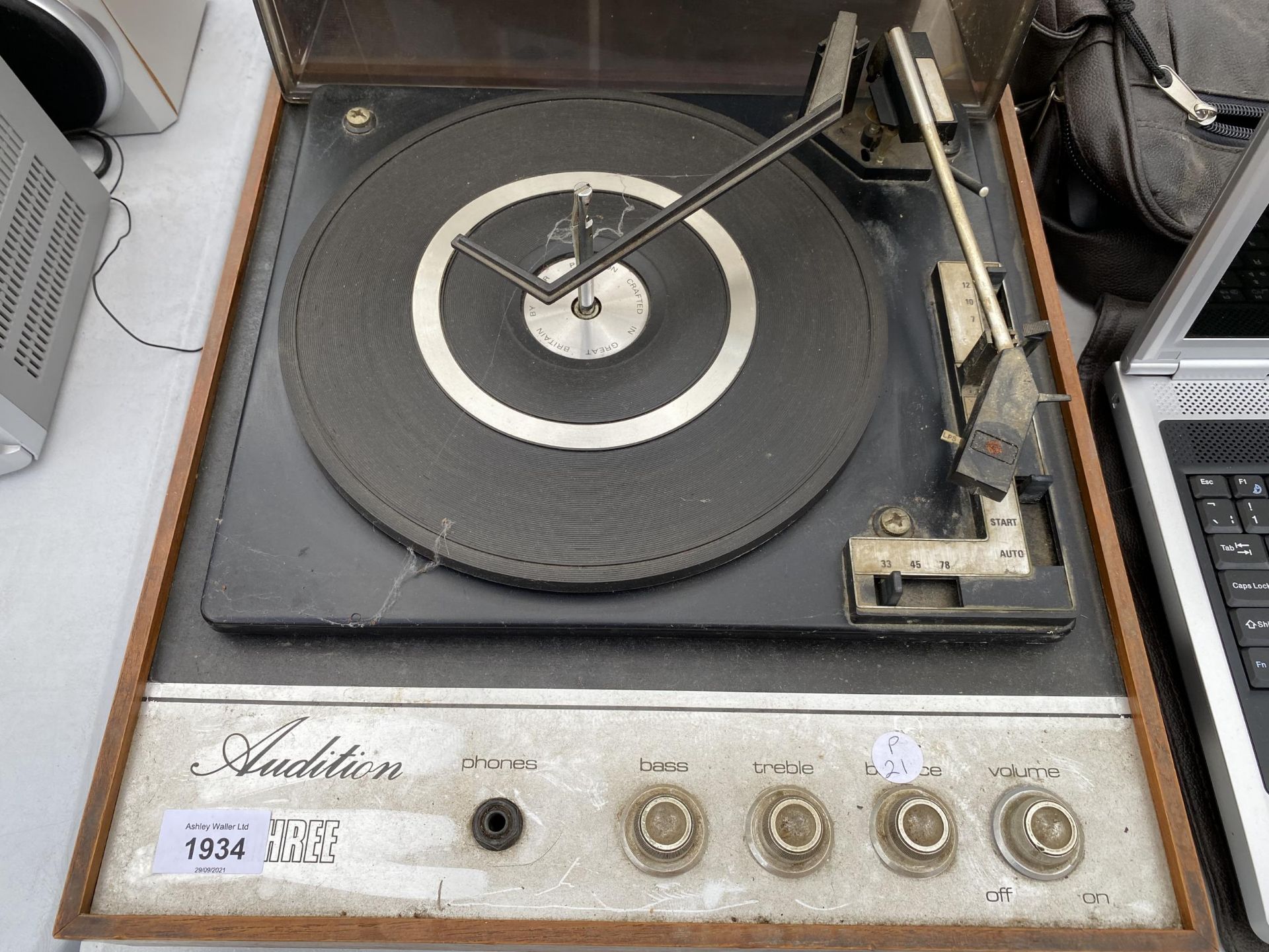 AN AUDITION RECORD PLAYER WITH TWO SPEAKERS - Image 2 of 2