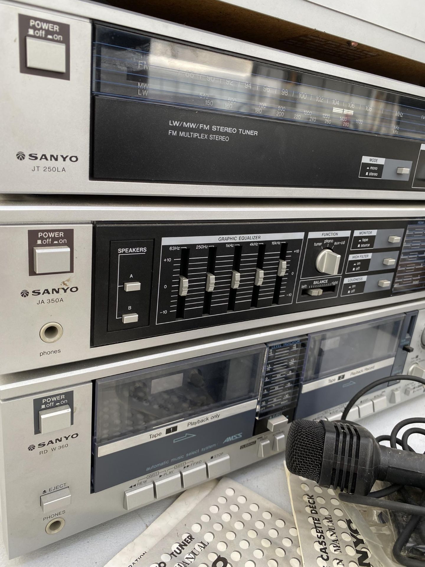 A SANYO STEREO SYSTEM WITH TURNTABLE, TAPE DECK AND TUNER ETC - Image 2 of 2