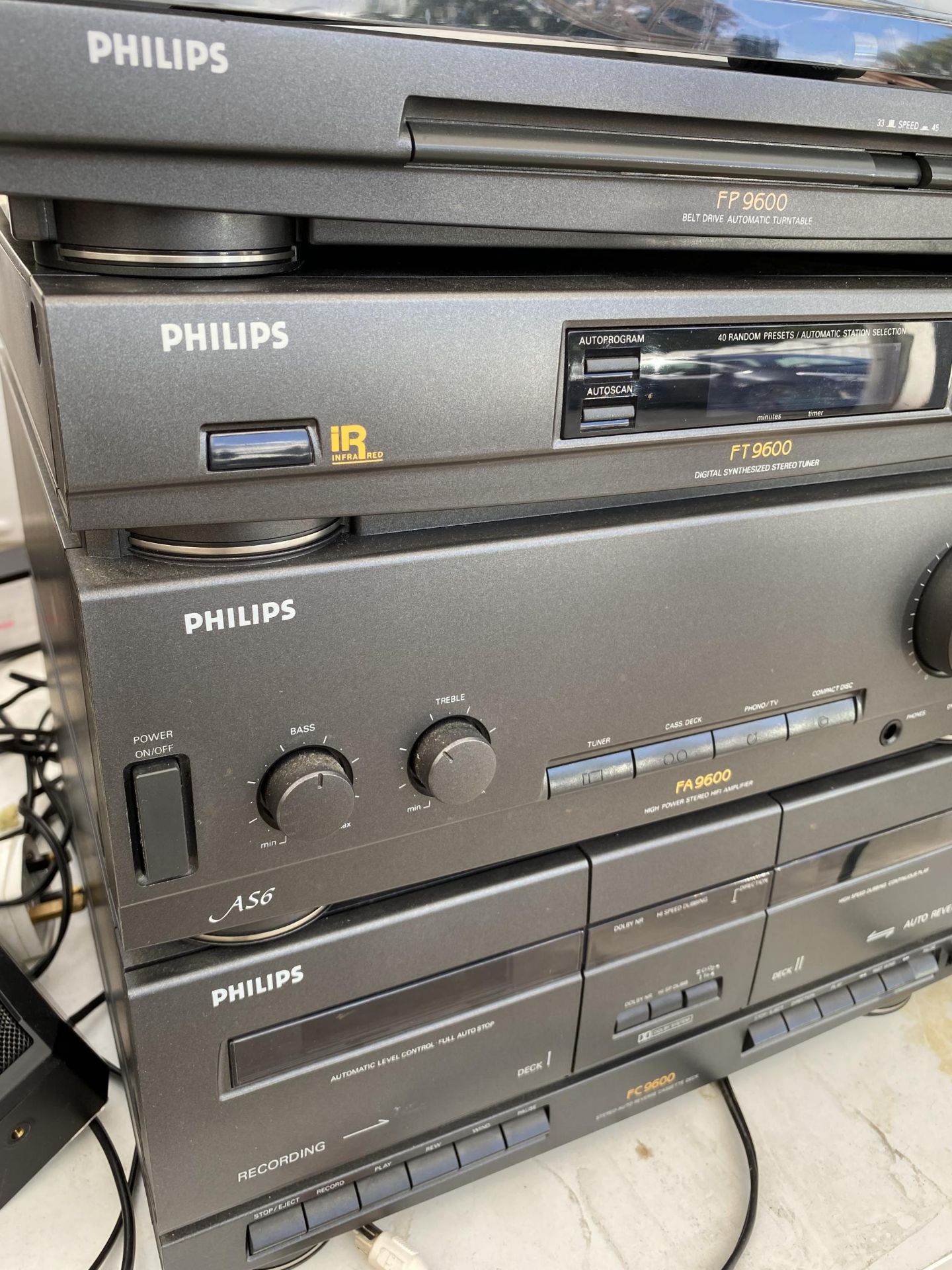 A PHILIPS STEREO SYSTEM WITH RECORD PLAYER, TAPEDECK AND TUNER ETC - Image 2 of 3