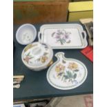 AN ASSORTMENT OF ITEMS TO INCLUDE A PORTMERRION CHOPPING BOARD AND A ROYAL WORCESTER LIDDED DISH ETC