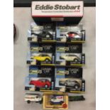 SIX BOXED CLASSIC CAR MODELS AND AN EDDIE STOBBART BOXED TRUCK