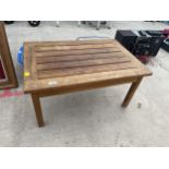 A TEAK WOODEN GARDEN COFFEE TABLE