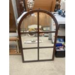 A WOODEN FRAMED SIX SECTION MIRROR