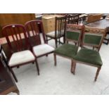 A PAIR OF EDWARDIAN DINING CHAIRS AND A PAIR OF MODERN DINING CHAIRS