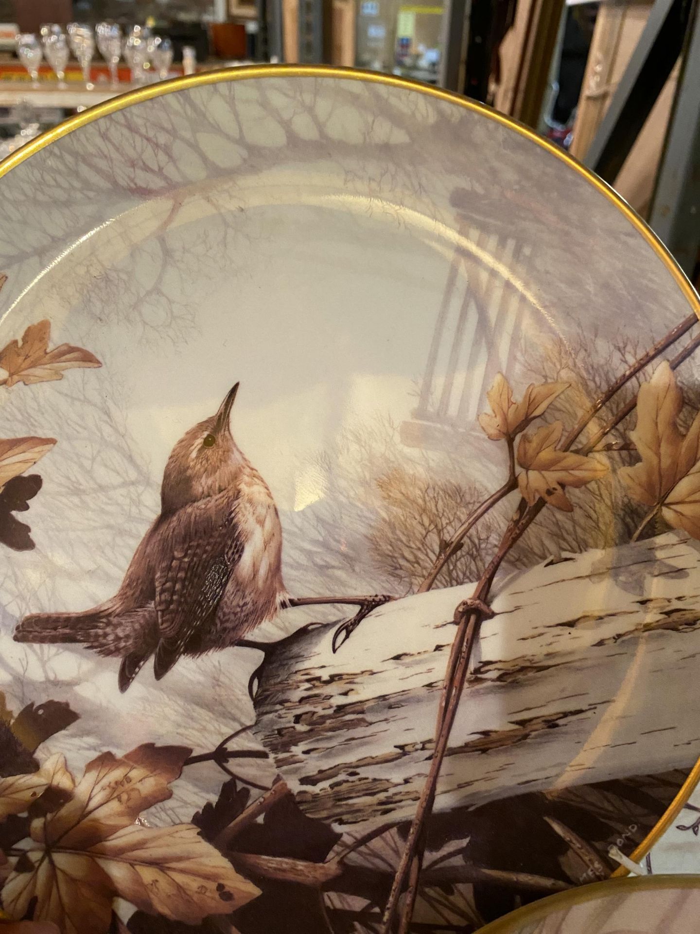 TEN RSPB COLLECTORS PLATES BY WEDGWOOD DEPICTING BIRDS, A PIECE OF GREEN JASPER WARE AND A ROYAL - Image 3 of 4