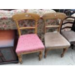 A PAIR OF VICTORIAN SATINWOOD DINING CHAIRS