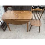 A DROP LEAF KITCHEN TABLE AND ONE CHAIR