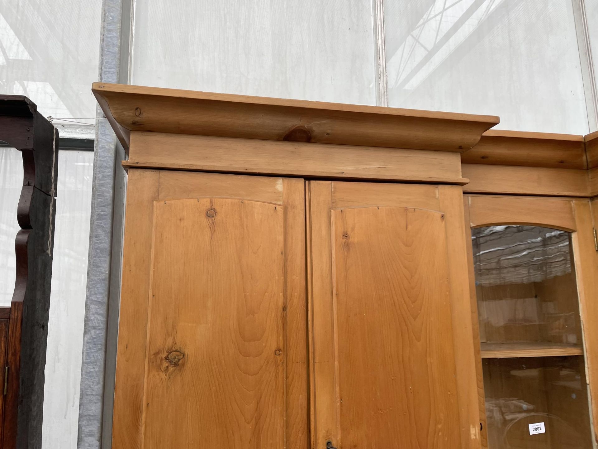 A VICTORIAN PINE INVERTED BREAKFRONT HOUSEKEEPERS CUPBOARD WITH SIX DRAWERS AND CUPBOARD TO THE - Image 2 of 9