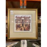 A SIGNED FRANCES LENNON LIMITED EDITION 24/850 PICTURE OF CHIMNEY SWEEPS MARCHING DOWN A STREET