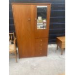 A RETRO TEAK SYMBOL FURNITURE COMBINATION WARDROBE, 39.5" WIDE