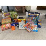 AN ASSORTMENT OF CHILDRENS TOYS AND GAMES TO INCLUDE OPERATION, GUESS WHO ETC