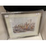 A FRAMED PICTURE ENTITLED BUSY BODIES LIMITED EDITION NUMBER 108/500 SIGNED MARGARET CLARKSON