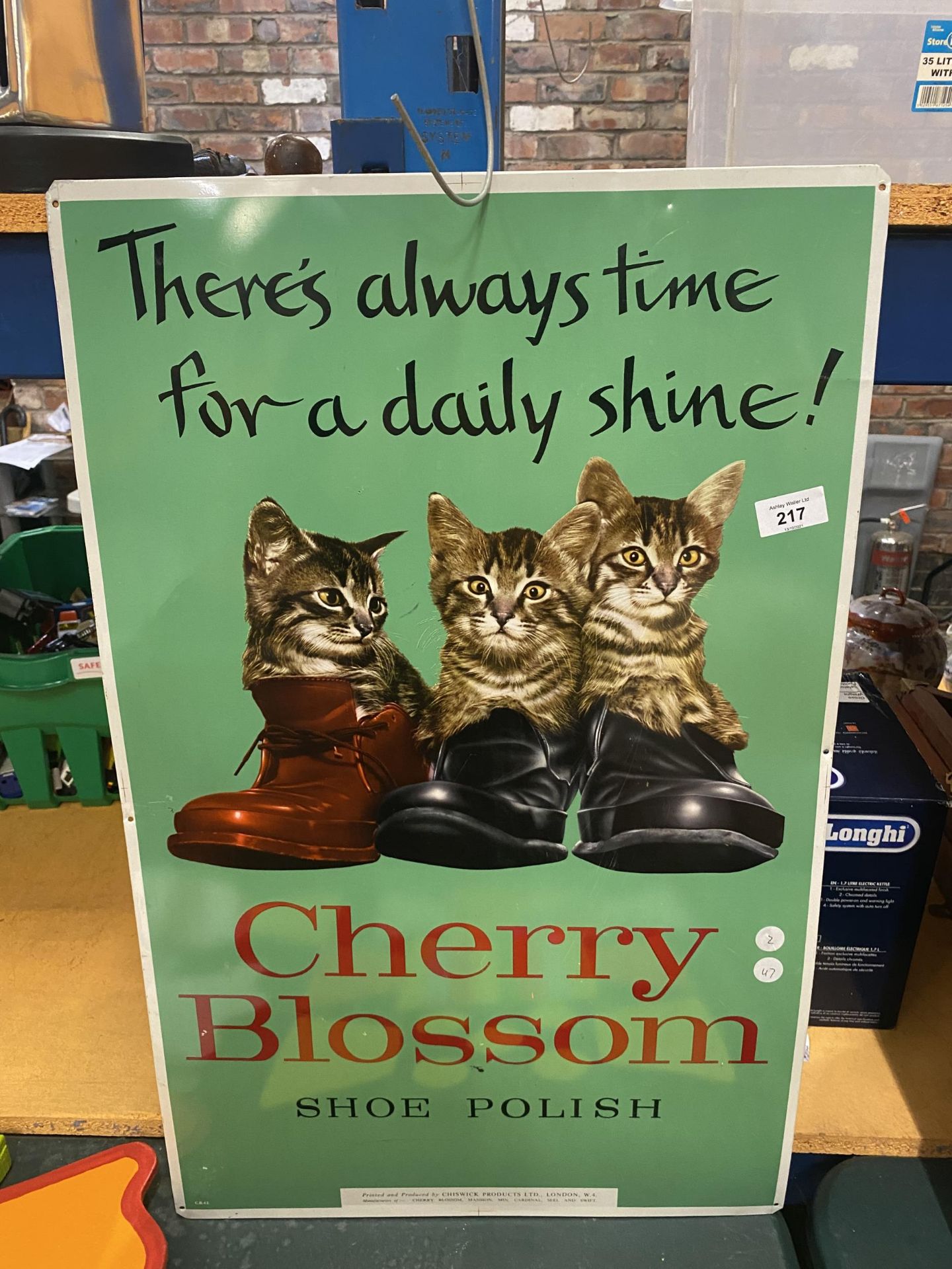 A VINTAGE STYLE TIN CHERRY BLOSSOM SIGN SIZE 45CM X 70CM