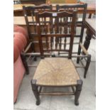 THREE LANCASHIRE SPINDLE BACK DINING CHAIRS