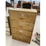 A LARGE VINTAGE METAL FOUR DRAWER STROAGE CHEST