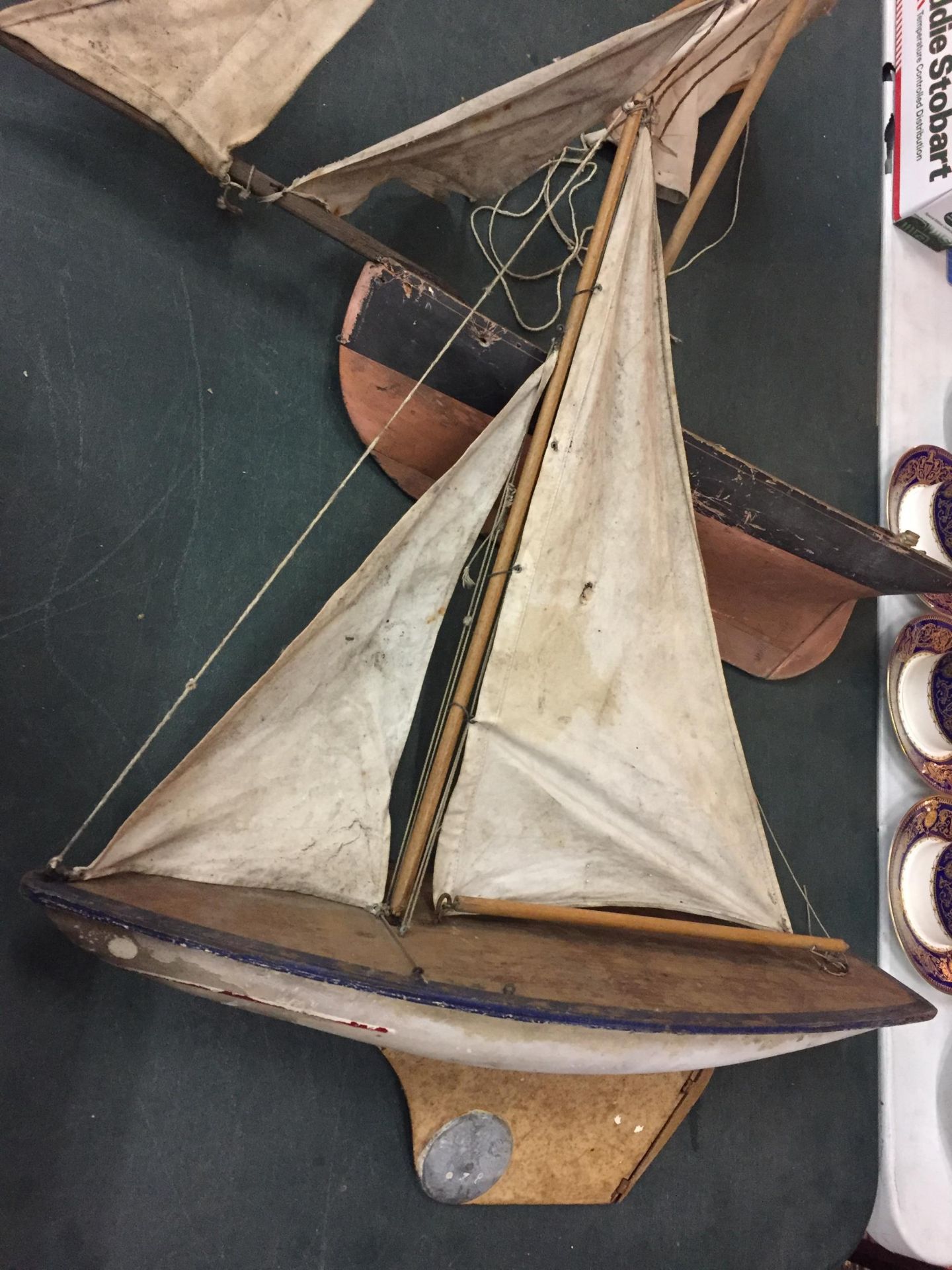 TWO VINTAGE LARGE WOODEN SAILING SHIPS 63CM HIGH - Image 2 of 3