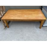 A MODERN HARDWOOD COFFEE TABLE, 48 X 24"