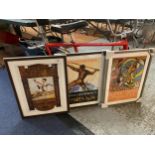 THREE FRAMED PRINTS DEPICTING OLYMPIC GAMES OF PAST YEARS TO INCLUDE LONDON 1908, STOCKHOLM 1912 AND