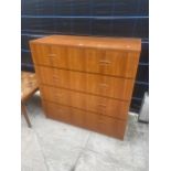 A RETRO TEAK CHESTS OF TWO SHORT AND THREE LONG DRAWERS, 42" WIDE