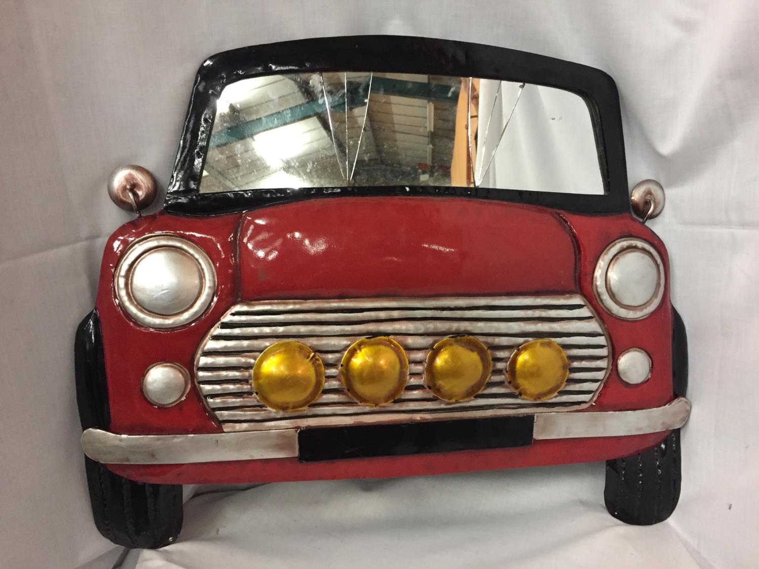 A MINI CAR DESIGN WALL ART WITH MIRROR (A/F)