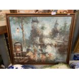 A 1970'S OIL PAINTING OF PARIS STREET SCENE SIGNED BARTON
