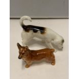 A ROYAL DOULTON CORGI DOG AND A BESWICK FOX HOUND