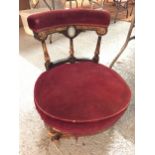 A LOW VICTORIAN PARLOUR CHAIR SEAT HEIGHT 28CM