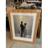 A LARGE FRAMED JACK VETTRIANO - PORTLAND GALLERY DEPICTING A COUPLE DANCING SIZE 72CM X 92CM