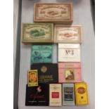 A COLLECTION OF VINTAGE CIGARETTE BOXES, SOME OF WHICH CONTAIN CIGARETTES
