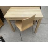 A MODERN DRAW-LEAF TABLE AND GILBERT BENTWOOD CHAIR