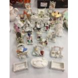 NINE VARIOUS DECORATIVE CERAMICS TO INCLUDE COALPORT COTTAGES, TWO ROYAL DOULTON FIGURES BABIE ETC