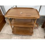 AN ERCOL ELM THREE TIER TROLLEY