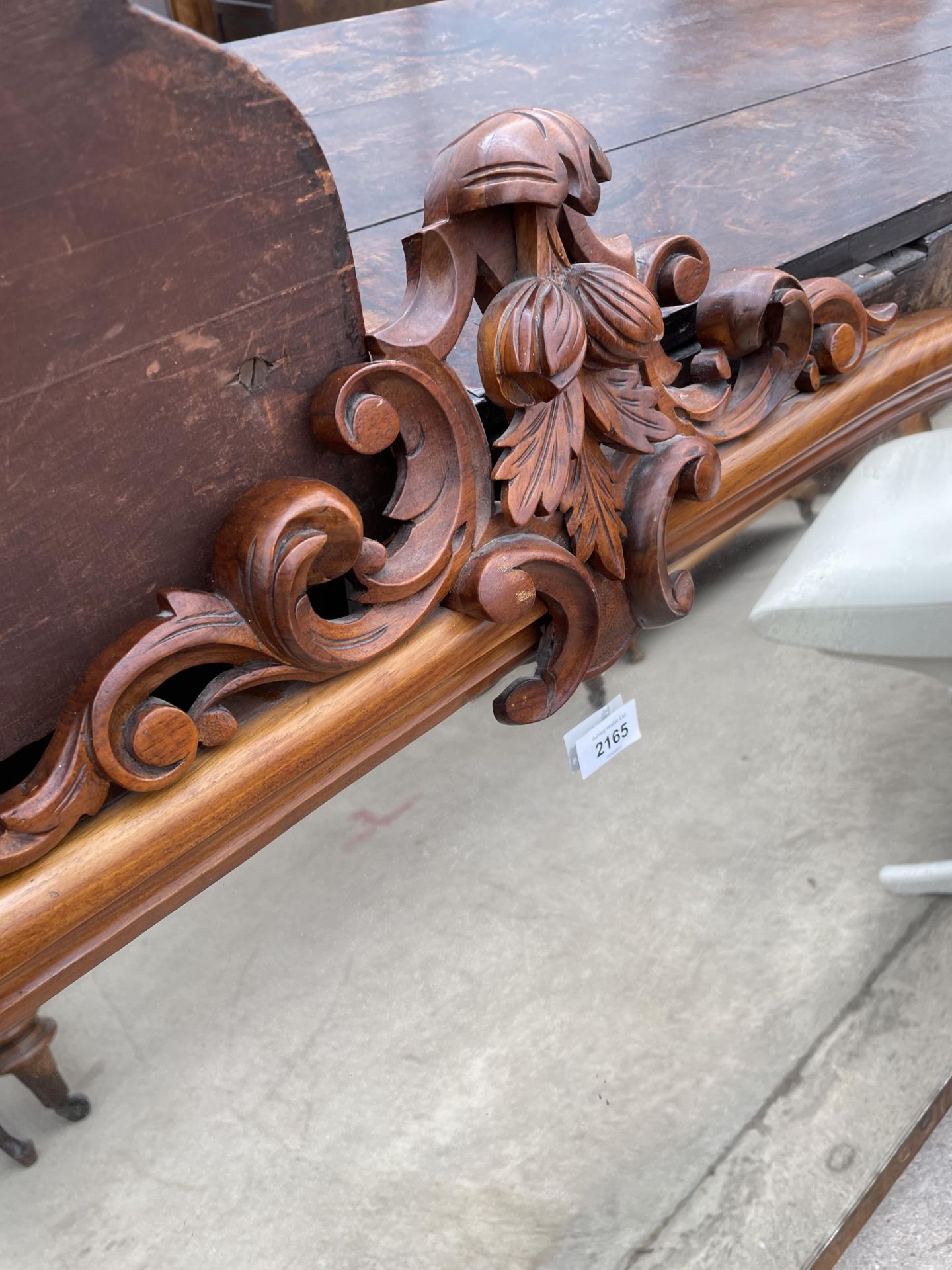 A VICTORIAN WALNUT OVERMANTEL/CHIFFONIER MIRROR, 51" WIDE, WITH FOLIATE CARVING - Image 2 of 3