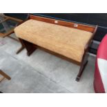 A MDOERN PEW LIKE BENCH WITH UPHOLSTERED SSEAT, 37" WIDE