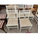 FIVE WHITE PAINTED LATE 20TH CENTURY DINING CHAIRS