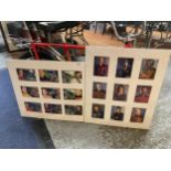 TWO MOUNTED PICTURES DEPICTING STAR TREK STILLS INCLUDING THE DIFFERENT CRAFT, CAPTAINS AND