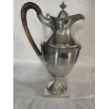 A HALLMARKED 1819 LONDON SILVER CLARET JUG WITH FRUIT WOOD HANDLE, MAKER C S HARRIS AND SONS LTD -