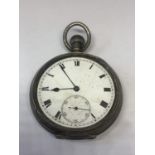 A HALLMARKED BIRMINGHAM SILVER POCKET WATCH NO GLASS