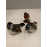 THREE BIRD FIGURINES TO INCLUDE TWO GOEBEL AND A BESWICK